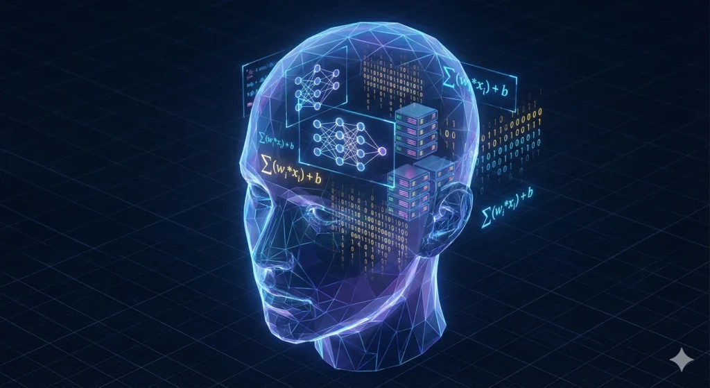 Artificial Intelligence represented by like a human head.