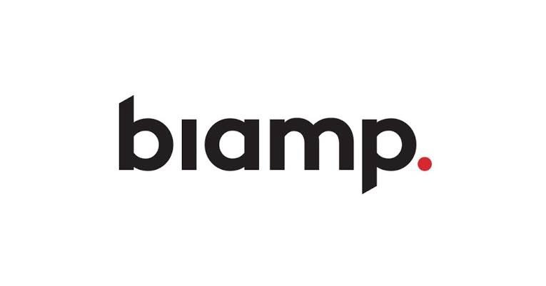 biamp written on white plain background